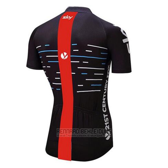 2018 Fahrradbekleidung Sky Shwarz und Rot Trikot Kurzarm und Tragerhose